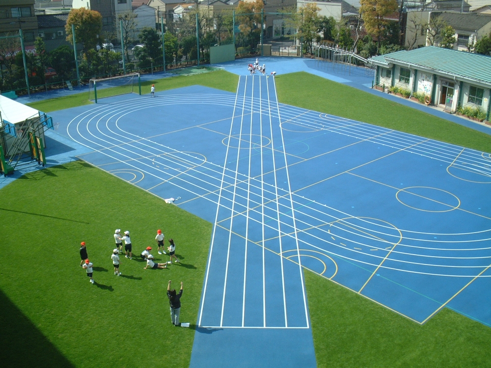 墨田区立曳舟小学校 校庭芝生化 スポーツターフ 環境緑化分野 施工 管理 事例紹介 商品情報 雪印種苗株式会社